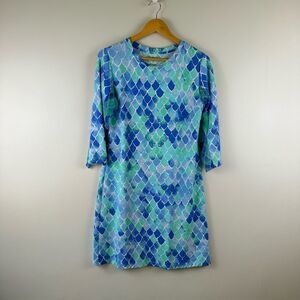 IBKUL Cooling Mermaid Scale Patterned 3/4 Sleeve Golf Active Mini Dress Size M